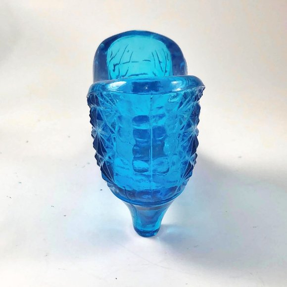 Vintage Victorian Style Fenton Daisy and Button Blue Glass Shoe - Picture 7 of 9